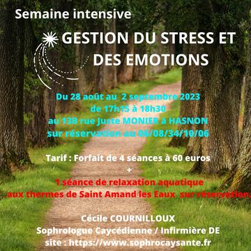 Du 28 août au 2 septembre 2023 - Semaine Gestion du stress et des émotions (complet)